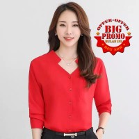Kemeja wanita - kemeja kerja korea full kancing