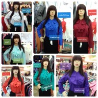 atasan wanita kemeja kerja ruffle / kemeja ruffle/ dalaman blazer
