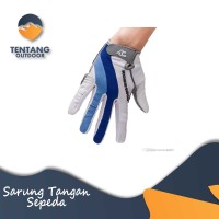 Robesbon Gloves Gel Full Finger Sepeda Gowes Motor Biru Putih