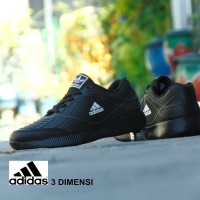 Sepatu Sport Adidas 3D Skin - Full Hitam Black - Casual Sekolah Kerja