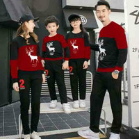 kaos couple family rusa lengan panjang - baju keluarga natal christmas