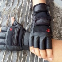 Sarung Tangan Motor Kulit Pria Half Finger Sport Gym Sepeda FE-01