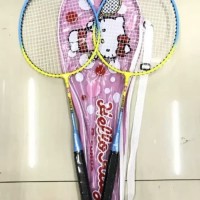 Raket set anak badminton bulu tangkis hello kitty isi 2