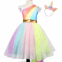 baju anak perempuan unicorn/dres pesta set bando sesuai gambar