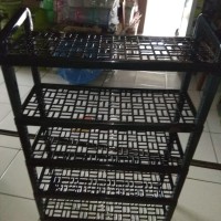 Rak sepatu Plastik Hitam susun 5(grab/gojek)