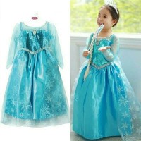 baju anak perempuan/dress anak/baju pesta Frozen blue