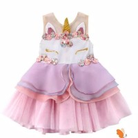 baju bayi dress anak perempuan gaun pesta model unicorn pink