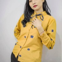 KEMEJA KERJA FORMAL WANITA KUNING/ PINK RIBBON TORRY