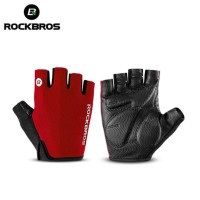 Sarung Tangan Sepeda RockBros Gloves Half Finger Gel Red Original - L