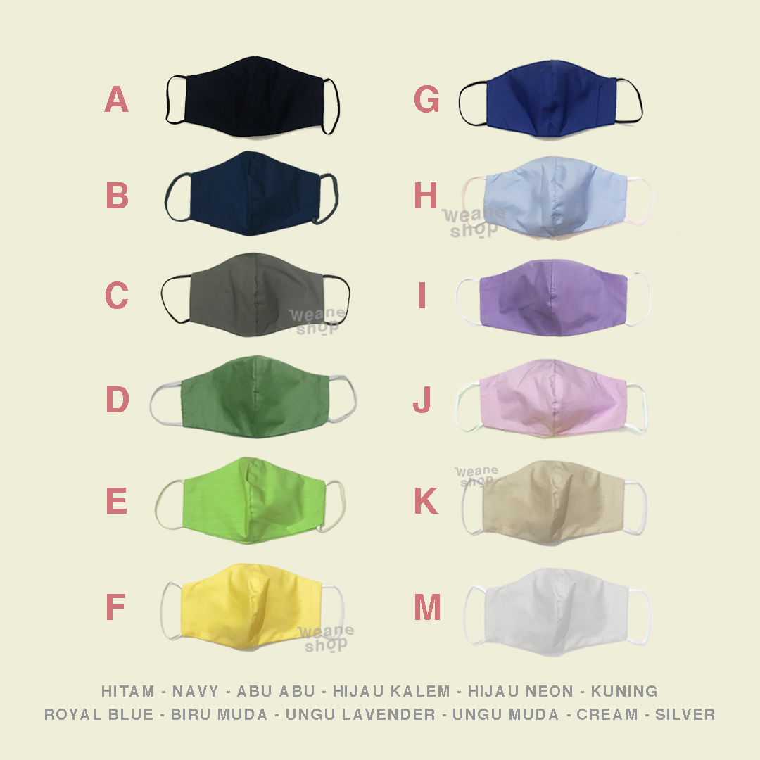 MASKER KAIN 3 LAPIS 1 LUSIN (12 PCS) KATUN LUBANG FILTER EARLOOP HIJ