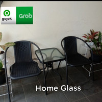 Kursi Teras Set Outdoor 2 Kursi dan 1 Meja Kotak Hitam