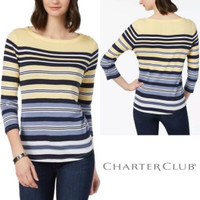 CHARTER CLUB stripe blouse (stripe yellow motif)