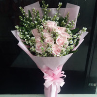 Buket bunga mawar pink asli kado ulang tahun