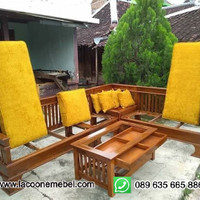 kursi tamu sudut minimalis kayu jati