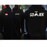 jaket hoodie GOJEK full hitam size M L XL XXL 2017