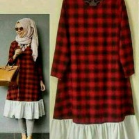 Baju Atasan Blouse Tunik Wanita Baju Muslim Tunika Tartan