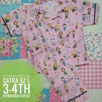 setelan piyama anak katun catra size L usia 3-4th