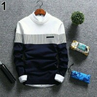 Baju Rajut Pria Korea Zico Navy Sweater Murah