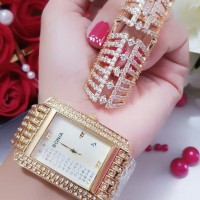 jam tangan wanita plus cincin lapis emas 24k 3102