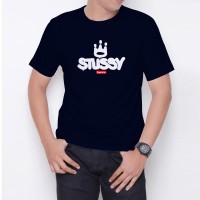Kaos T-Shirt Distro Biru Navy stussy supreme W6189