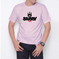 Kaos T-Shirt Distro Soft Pink stussy supreme W6189