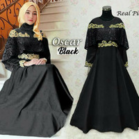 GAMIS PESTA OSCAR BLACK MAXI PARTY CANTIK BRUKAT COCOK U SERAGAM