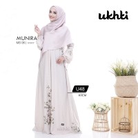 Gamis Pesta Syar'i Ukhti U 48 Warna Cream Motif Bunga Printing Maxmara