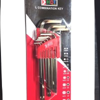 Kunci L Set Bintang Panjang Kombinasi HDT 9 pcs
