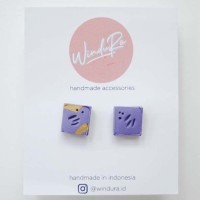 Anting Handmade Polymer Clay Windura Amethyst / AM-02
