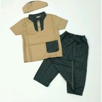 Baju Muslim Koko anak bayi laki 6 7 8 9 10 11 bulan gamis coklat