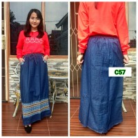 Rok Jeans Panjang Motif Bordir model Terbaru C57