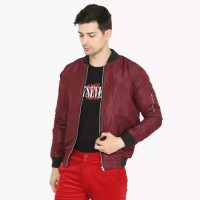 Jaket Pria Bomber Waterproof Maroon Unisex - M
