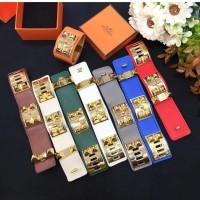 Gelang cdc mendor Hermesxx kulit polos platgold