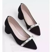 Sepatu kerja wanita hak tahu big high heels pantopel suede nd20