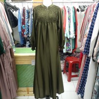 gamis wanita model smoc warna hijau army