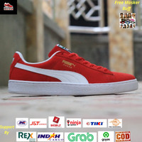 puma suede black and red