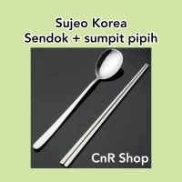 korea sujeo Sendok sumpit gepeng pipih stainless