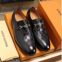 SEPATU PANTOPEL FORMAL PRIA LV BLACK DAMIER MIRROR
