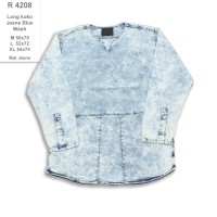 R4208 Kemeja Panjang Pria Long Koko Jeans Blue Wash