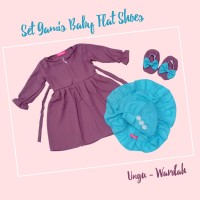 PLAIN SERIES Set Gamis Baby Flat Shoes 0-6 Bulan Baju Muslim Bayi