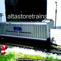 miniatur Kereta api gerbong datar dan kontainer