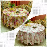 taplak meja makan shaby bulat 6 kursi 180cm