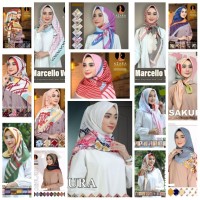 Hijab Kerudung Jilbab Segi Empat Katun Voal Motif AZARA Impor