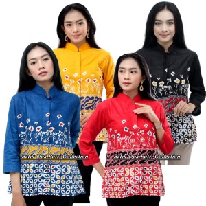 Harga batik wanita atasan blouse pleangi lengan panjang biru | HARGALOKA.COM Harga batik wanita atasan blouse pleangi lengan panjang biru | HARGALOKA.COM