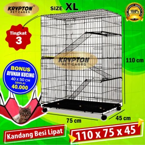Harga kandang kucing tingkat 3 besi lipat tinggi 110 xl jumbo | HARGALOKA.COM Harga kandang kucing tingkat 3 besi lipat tinggi 110 xl jumbo | HARGALOKA.COM