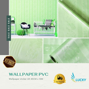 Harga wallpaper polos hijau tekstur batik garis uk 45cm x | HARGALOKA.COM Harga wallpaper polos hijau tekstur batik garis uk 45cm x | HARGALOKA.COM